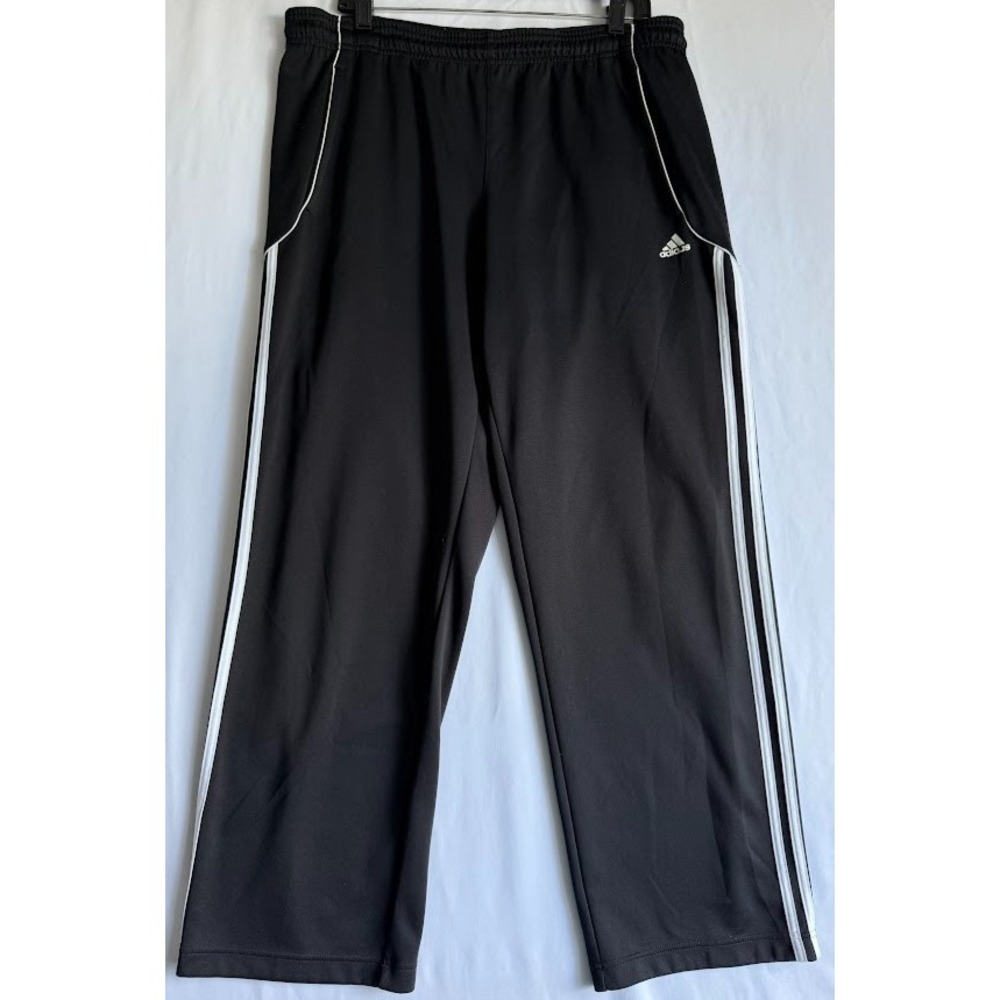 Adidas Track Pants‎ Men Large Black Pockets Athletic Activewear  100% Polyester